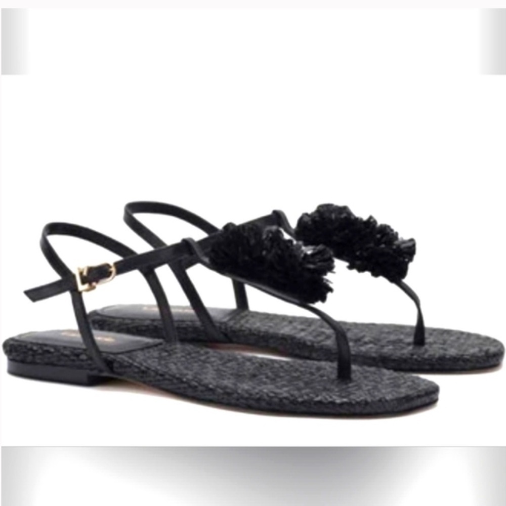 Larroude Black Raffia Sandals | 11